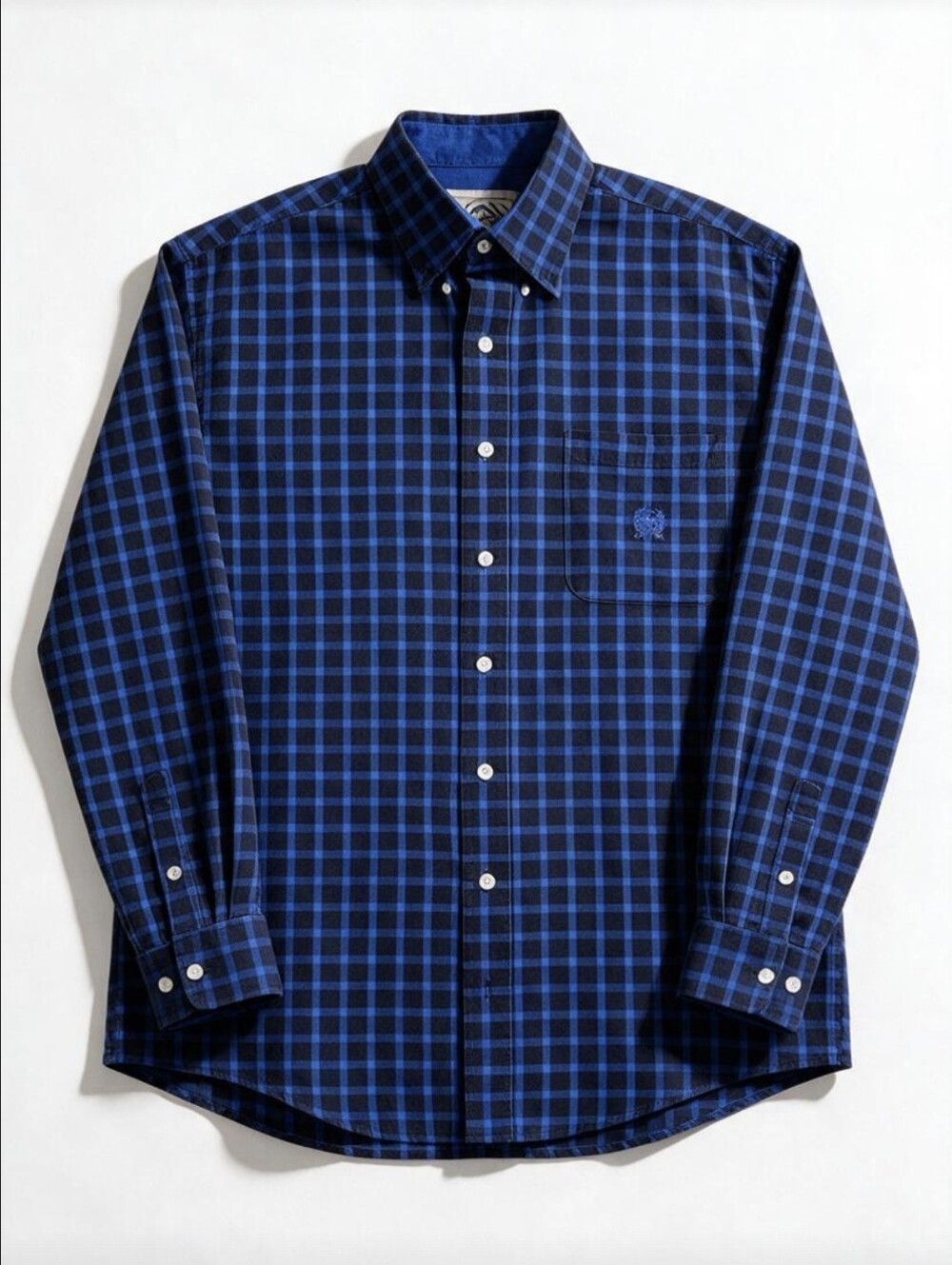 Cinch Men's Medium Blue Black Plaid Long Sleeve Button Up Western Shirt